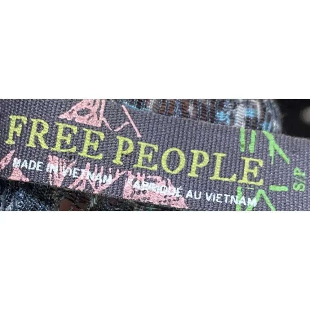 Free People Babydoll Lace Tunic Top Henley Cotton Printed Mixed Button Front S